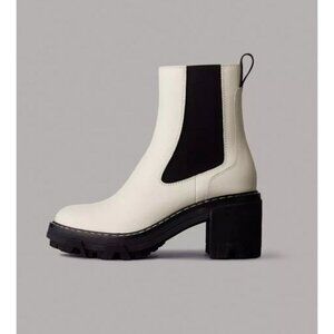 Rag & Bone Shiloh Leather Chelsea Mid Boot Size 38.5 US 8.5 Womens White $525